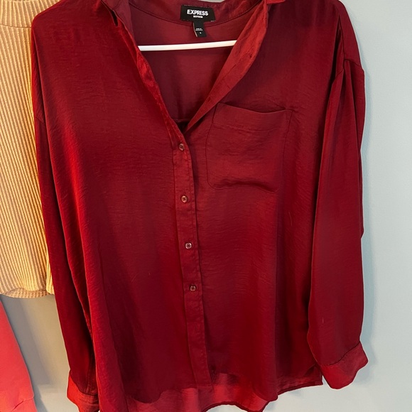 Express Women's Deep Red Button Down Shirt - Picture 1 of 4